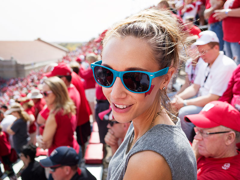 Woman on a date at a sports game